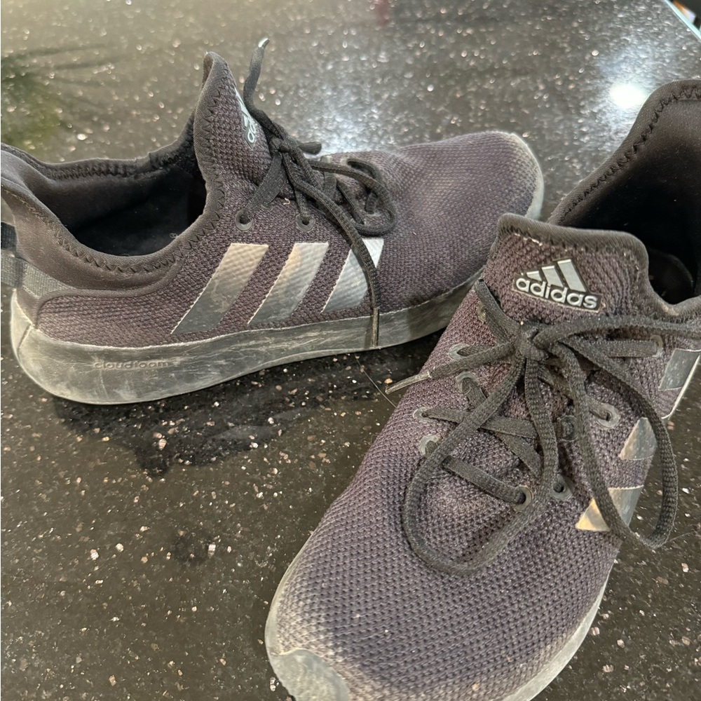 Adidas black running shoes